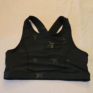 Mono B Black Star-Detail Racerback Sports Bra